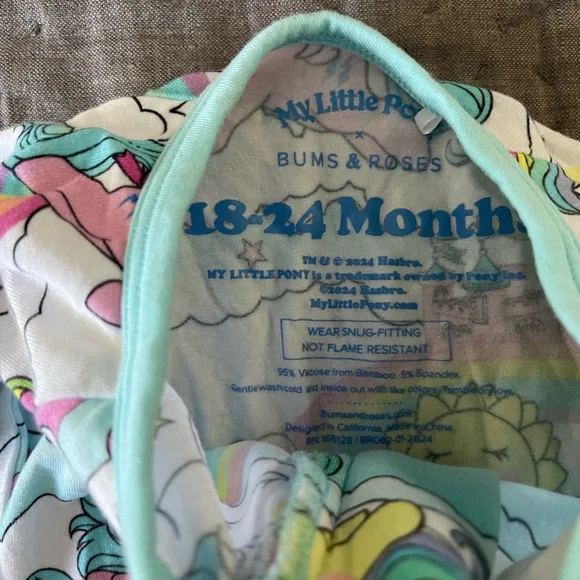 Bums & Roses My Little Pony Classic Ruffle Convertible Romper Bamboo 18-24 Month - Picture 2 of 6